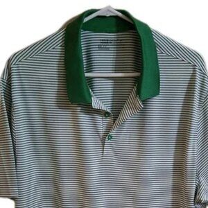 Nike Dri-FIT / Green & White Striped / Golf Polo / Size XXL